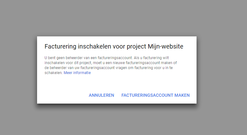 Google Maps factureringsaccount aanmaken